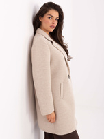 Beżowy przejściowy płaszcz z kieszeniami RUE PARIS