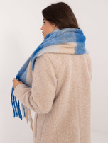 Hurtownia Niebiesko-beżowy damski szal w kratę