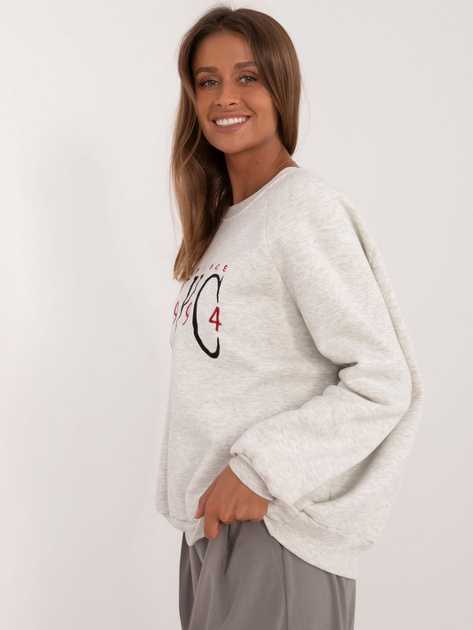 Hurt Jasnoszara melanżowa bluza bez kaptura ze ściągaczami