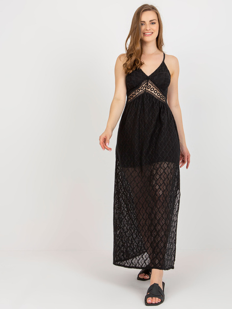 Hurt Czarna ażurowa sukienka z rozcięciem OCH BELLA