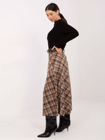 Camelowa zamszowa spódnica w kratę RUE PARIS