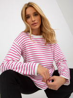 Hurt Biało-jasnofioletowy sweter klasyczny w paski RUE PARIS