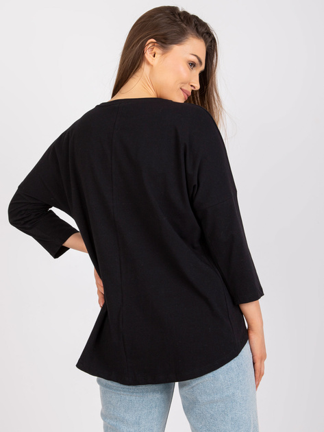 Czarna bluzka na co dzień z okrągłym dekoltem Samanta