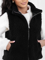 Czarna damska kamizelka teddy z suwakiem