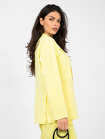 Pastelowa żółta jeansowa marynarka z kieszeniami RUE PARIS 