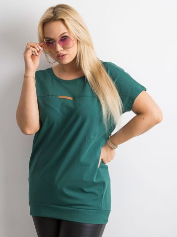 Ciemnozielona tunika z dekoltem na plecach