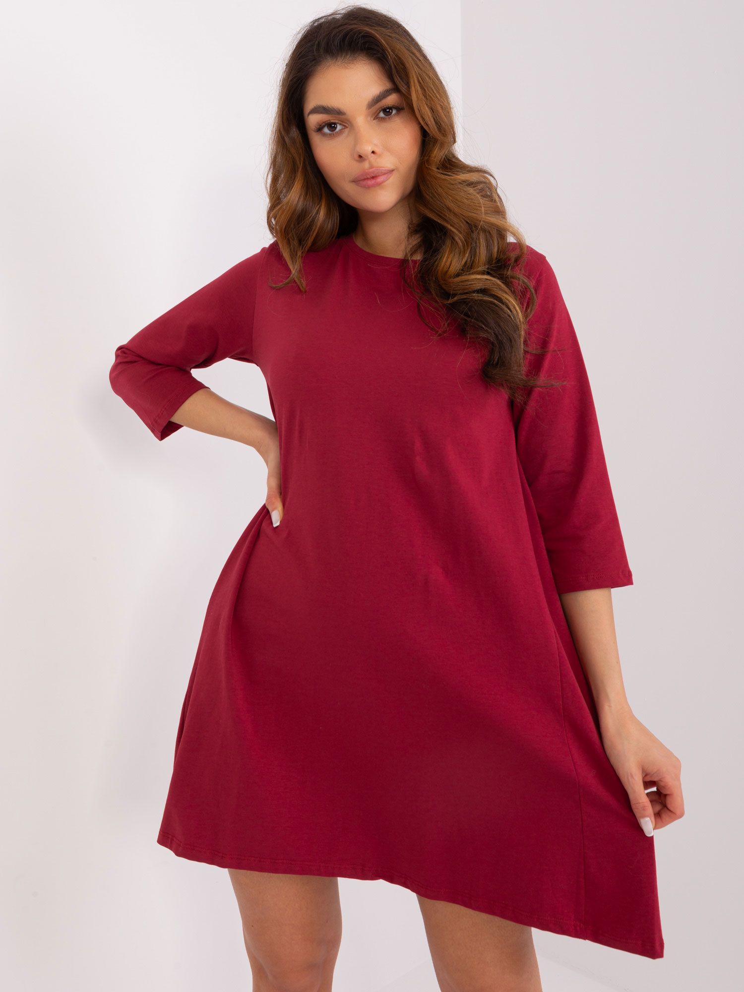 Hurt bordeaux Kleid mit Spitzen-Einsatz RUE PARIS.