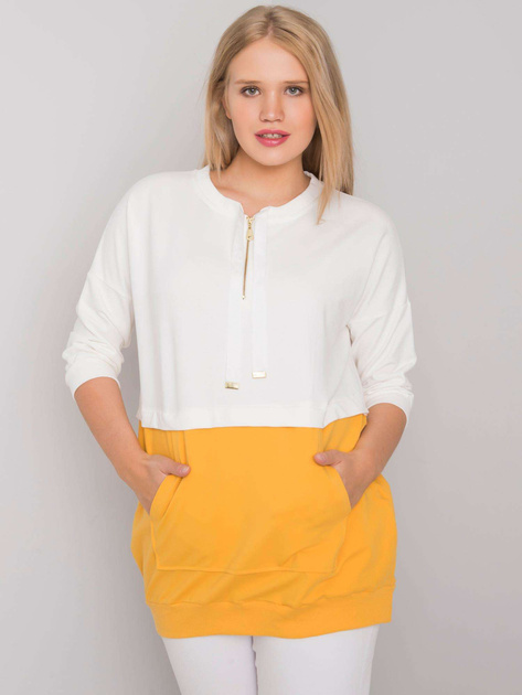 Ecru-żółta tunika plus size z bawełny Philomene