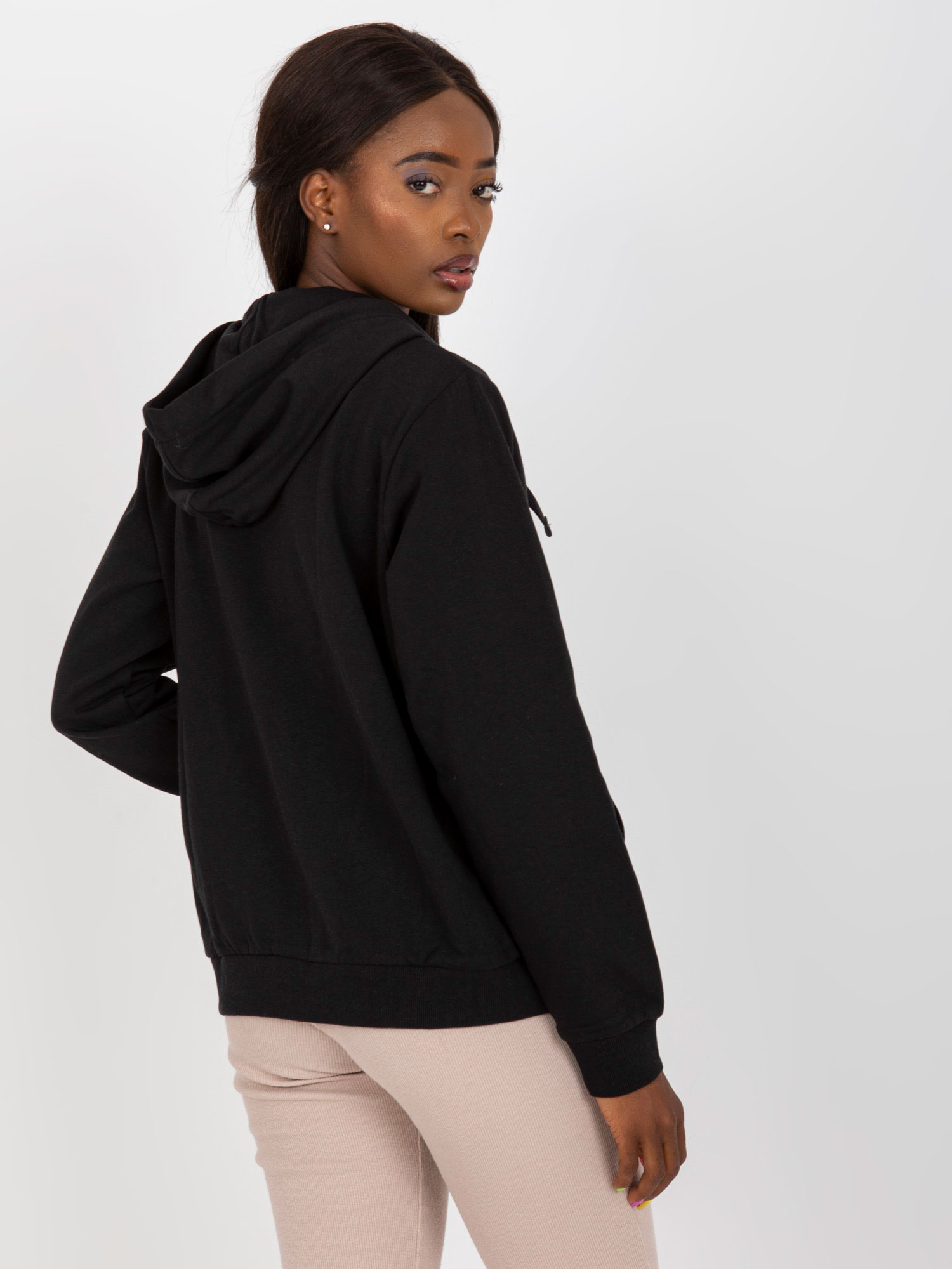 Online-Großhandel Schwarze Basic-Zip-Jacke mit Taschen