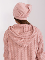 Hurt Jasnoróżowa czapka dzianinowa z dżetami