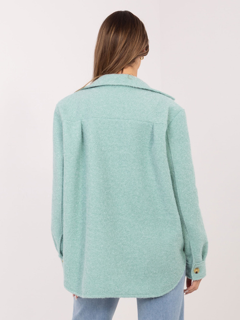 Miętowa koszulowa kurtka z dzianiny boucle RUE PARIS