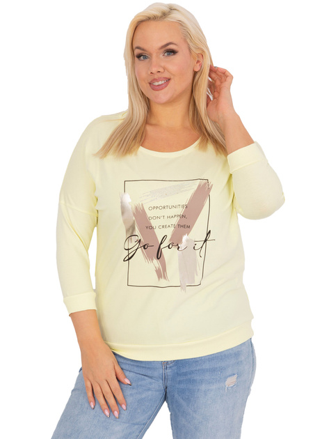 Hurt Jasnożółta bluzka plus size z okrągłym dekoltem