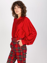 Hurtownia Ciemnoczerwona damska koszula z szerokimi rękawami