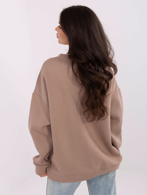 Ciemnobeżowa bluza oversize z napisem chocolate RUE PARIS