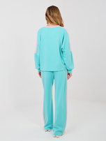 Turkusowy komplet z szerokimi spodniami RUE PARIS 