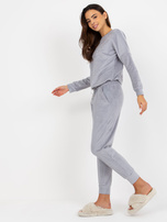 Hurtownia Szara miękka piżama welurowa ze spodniami 