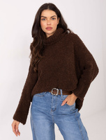 Čokoládový svetr boucle v oversize střihu.