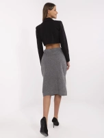 Hurt Szaro-czarna dzianinowa spódnica z rozcięciem