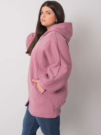 Brudnoróżowa bluza plus size z kapturem Ella 