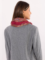 Bordowa damska chusta z frędzlami