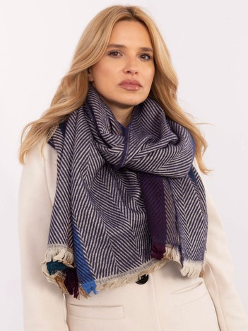 Hurt Granatowy Winter Damen Schal mit Streifen