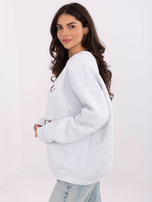 Jasnoszara bluza oversize z haftowanym napisem