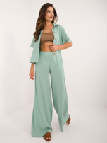 Hurt Pistacjowy damski komplet letni z krótką koszulą