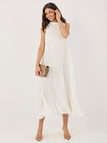 Ecru koktajlowa sukienka z wiązaniem na ramieniu RUE PARIS