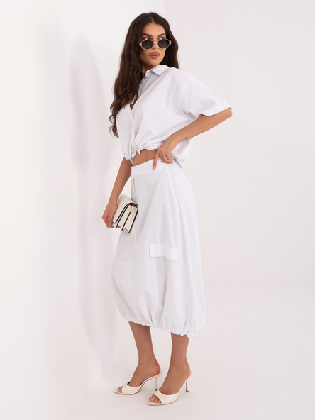 Biała sztruksowa spódnica typu cargo RUE PARIS