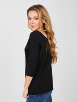 Czarna damska bluzka basic z dekoltem V RUE PARIS 