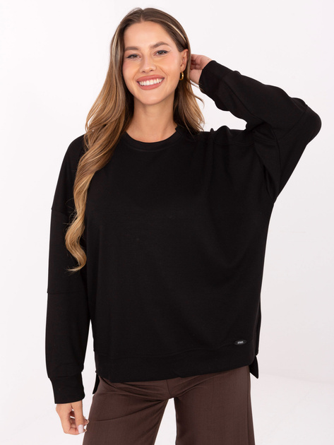 Czarna damska bluza w jednolitym kolorze