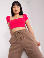 Hurt Brązowe spodnie dresowe z wysokim stanem