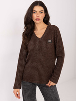 Brązowy damski sweter z miękkiej bawełny