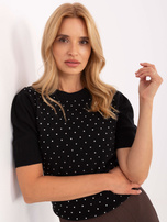 Czarny damski sweter z dżetami