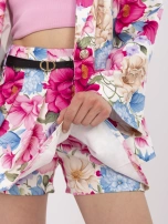 Ecru-niebieski komplet z marynarką o kroju kimono