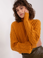 Hurtownia Musztardowy golf damski z dzianiny