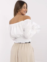 Biała krótka bluzka hiszpanka z koronką