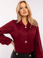 Hurt Bordowa rozpinana koszula damska z bawełny