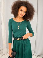 Ciemnozielona bluzka basic z bawełny Mona