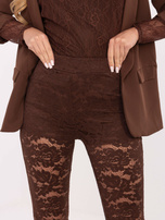 Brązowe koronkowe spodnie dzwony od kompletu