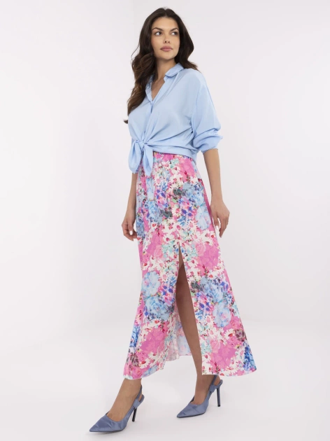 Różowa midi spódnica w kwiaty