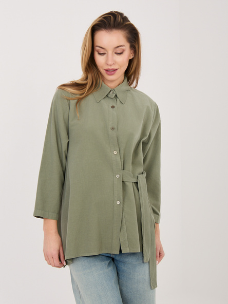 Khaki asymetryczna koszula z sztruksu RUE PARIS