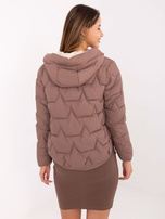 Brązowa damska kurtka ze ściągaczami