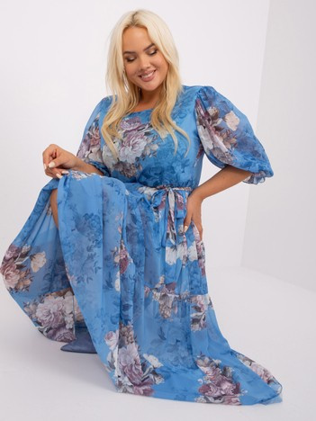Hurtownia Niebieska sukienka plus size we wzory
