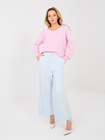 Jasnoniebieskie damskie jeansy z kieszeniami RUE PARIS