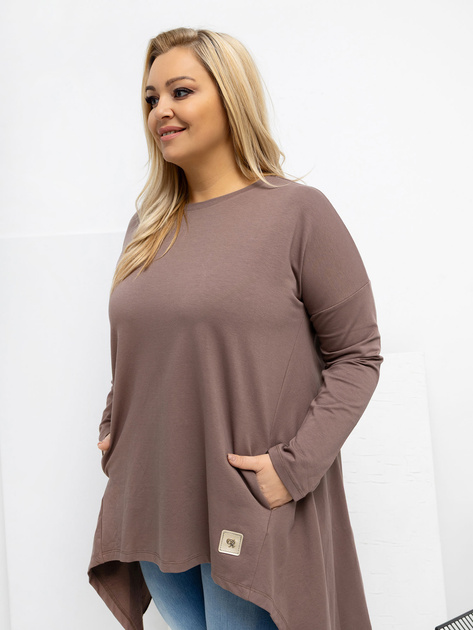 Jasnobrązowa tunika plus size z bawełny