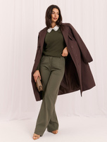 Khaki damski sweter z biżuteryjnym zdobieniem