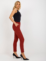 Hurt Bordowe materiałowe spodnie od garnituru z gumką w pasie