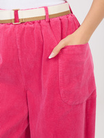 Fuksjowe sztruksowe spodnie marchewki RUE PARIS