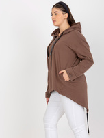 Hurt braune Zip-Hoodie Plus Size mit Kapuze und Aufschriften.